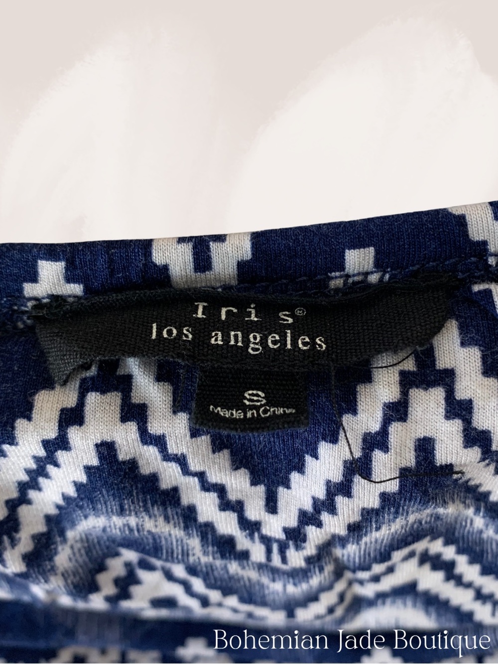 Iris Los Angeles Strapless Maxi Dress Women’s Small Blue White Tribal Chevron - Picture 6 of 7